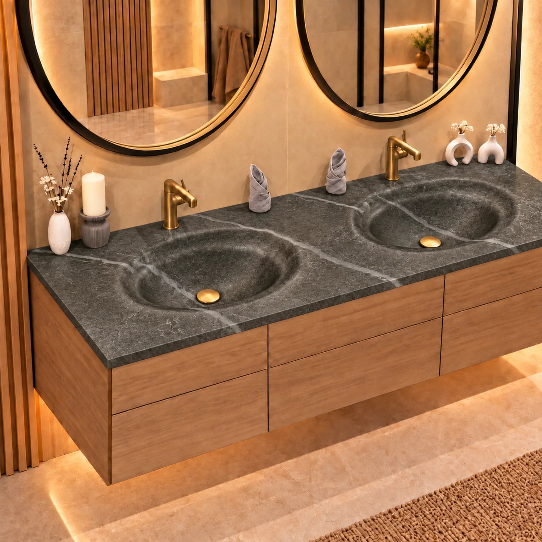 Bosnia Grey finish on circular bending counter | LAVA CASA