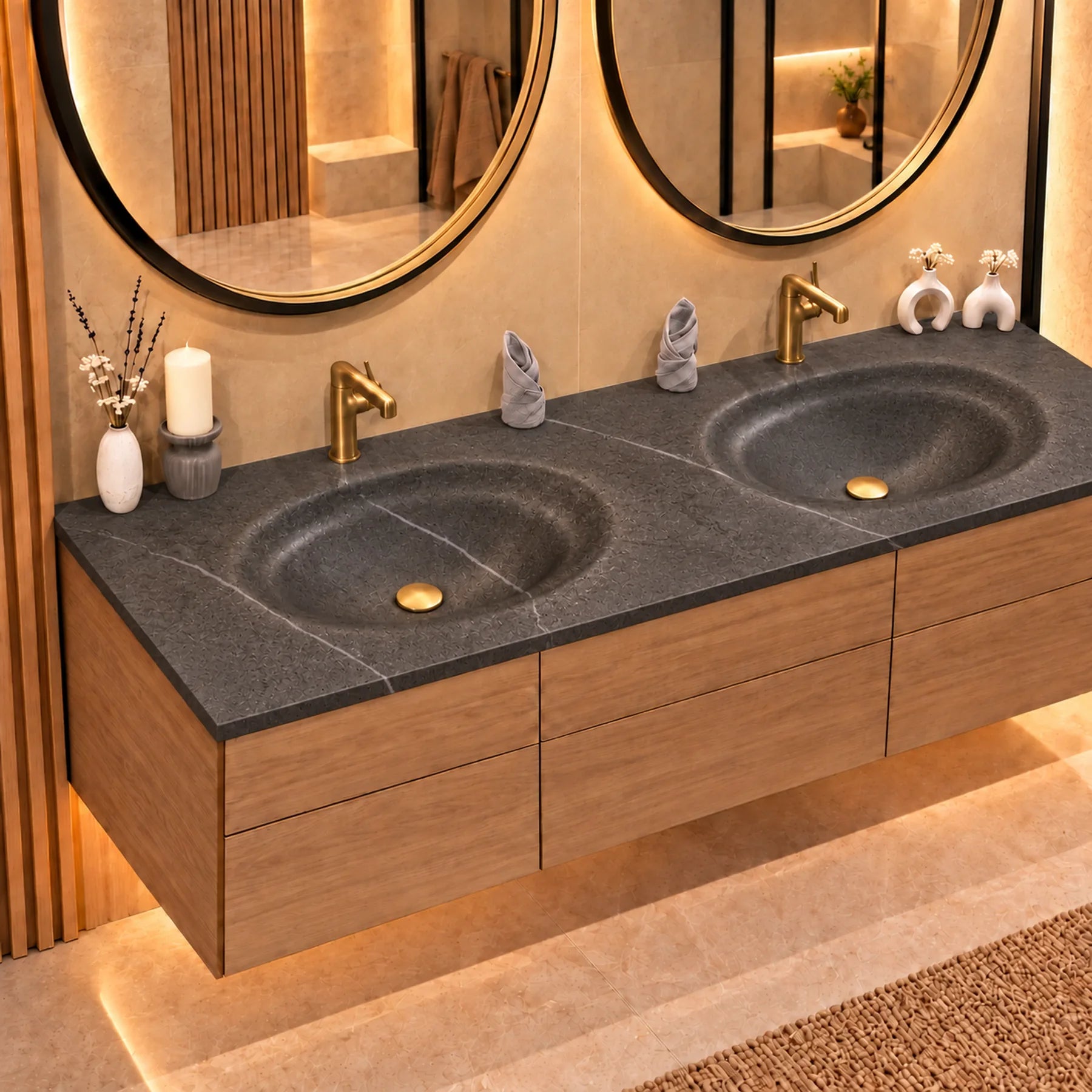 Phantom Grey Dark finish on circular bending counter | LAVA CASA