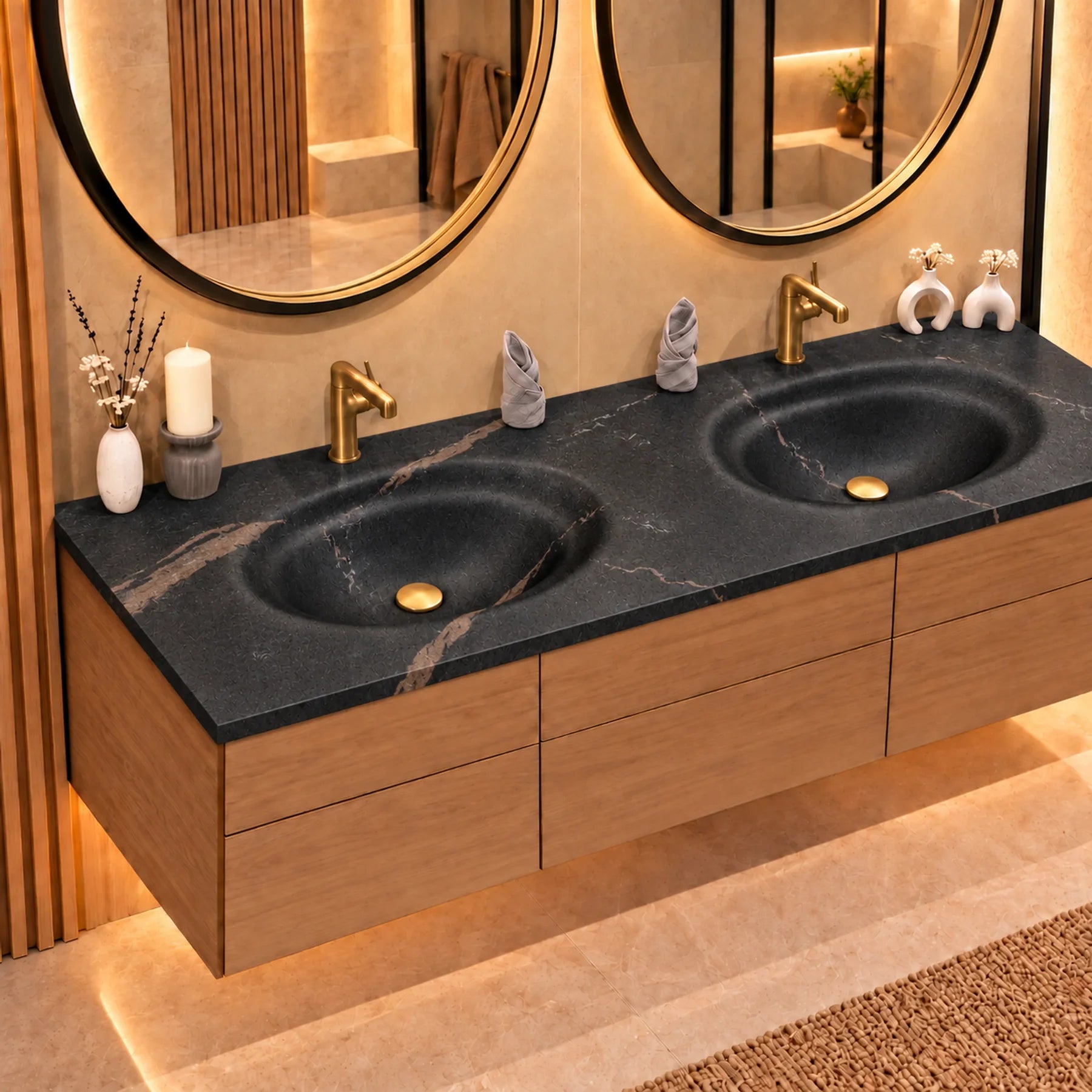 Sharon Black finish on circular bending counter | LAVA CASA
