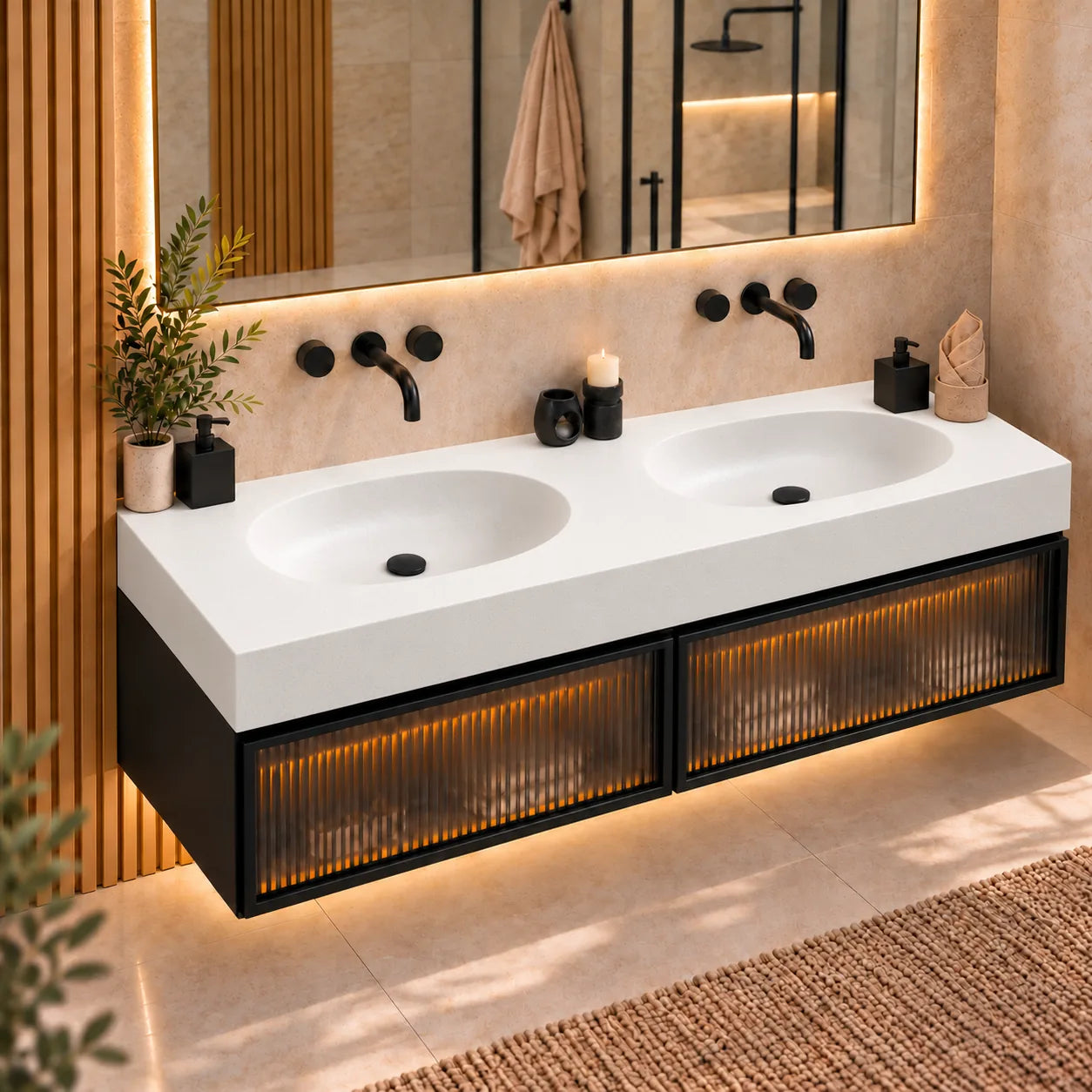 Pure White finish on rounded bending counter | LAVA CASA