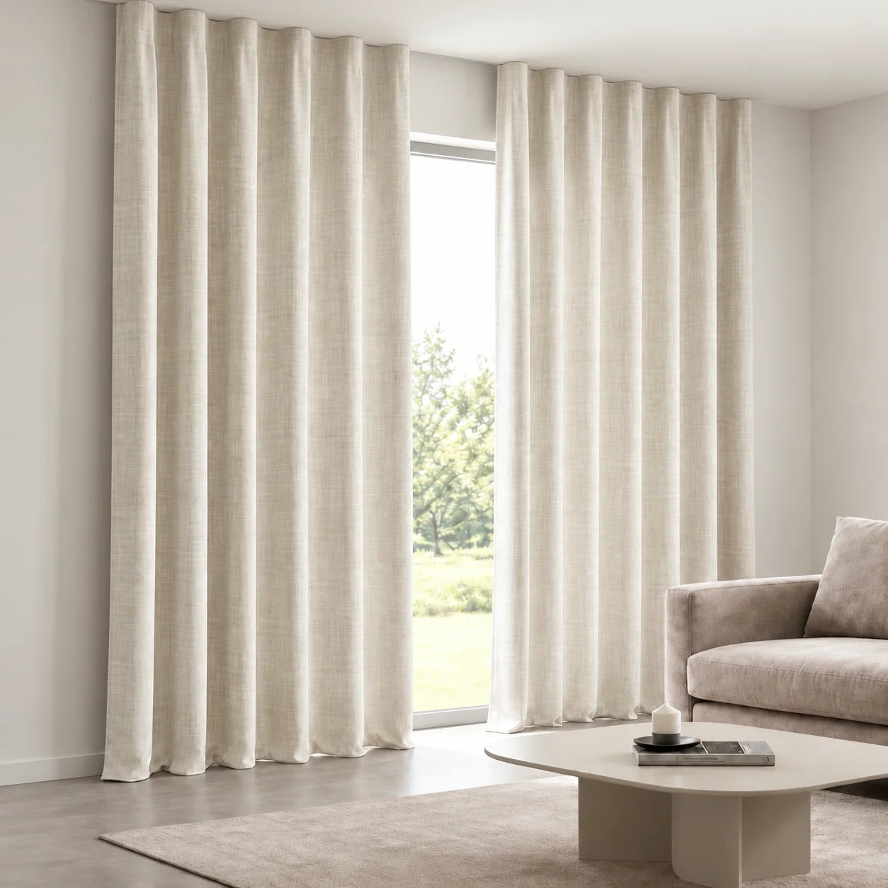 Sheer Fine-Weave Curtain installed on a concealed ceiling track
